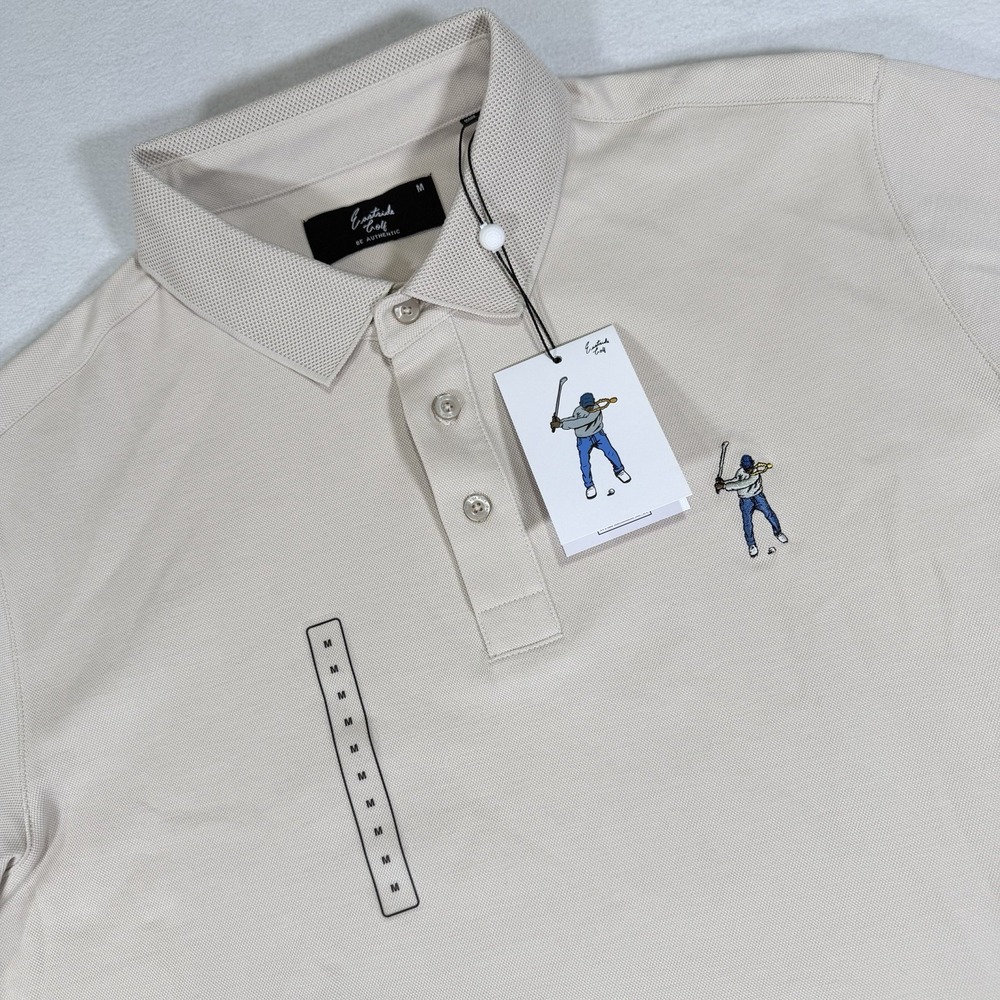 NWT Eastside Core Pique Polo Shirt Mens Medium Pumice Beige Short‎ Sleeve